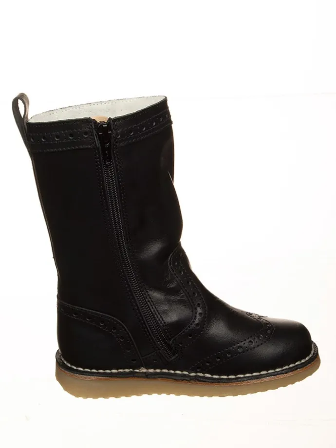 Leder-Winterstiefel in Schwarz