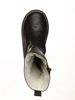 Leder-Winterstiefel in Schwarz