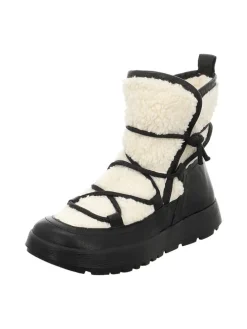Leder-Winterstiefel in Weiß/ Schwarz