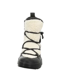 Leder-Winterstiefel in Weiß/ Schwarz