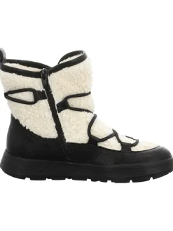 Leder-Winterstiefel in Weiß/ Schwarz