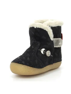 Leder-Winterstiefel "So windy" in Schwarz