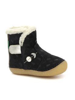 Leder-Winterstiefel "So windy" in Schwarz