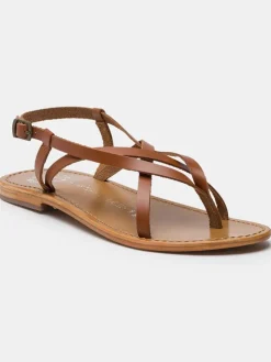 Leder-Zehensandalen "Morris" in Hellbraun