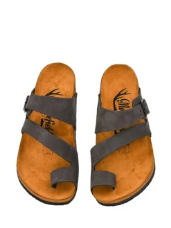 Leder-Zehentrenner in Anthrazit