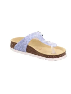 Leder-Zehentrenner in Blau/ Silber