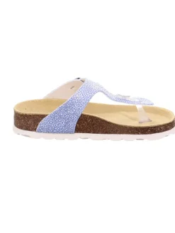 Leder-Zehentrenner in Blau/ Silber