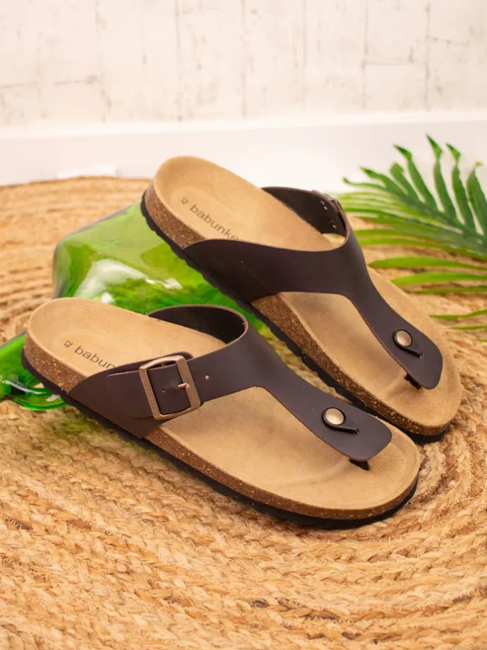 Leder-Zehentrenner in Braun