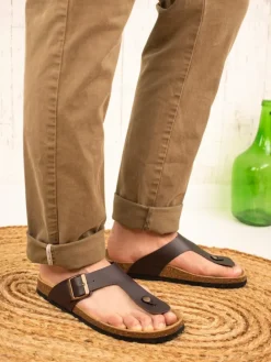 Leder-Zehentrenner in Braun