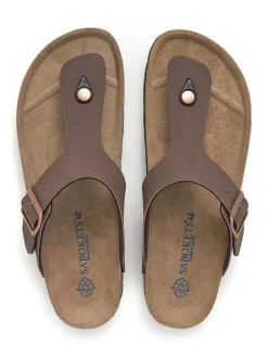 Leder-Zehentrenner in Braun