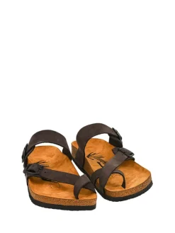 Leder-Zehentrenner in Braun