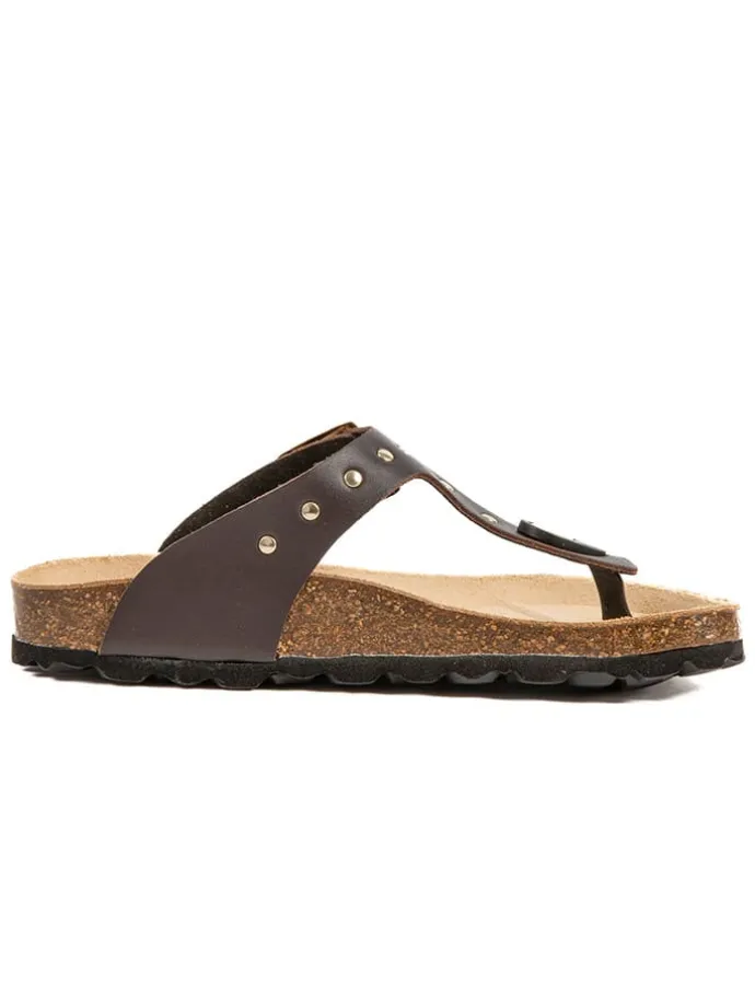 Leder-Zehentrenner in Braun