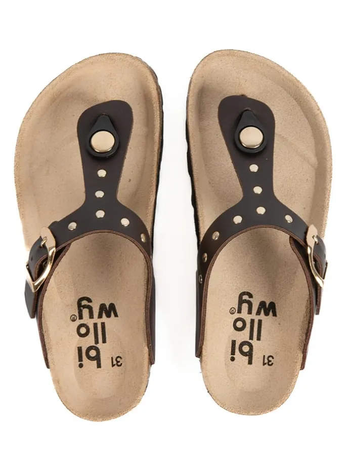 Leder-Zehentrenner in Braun