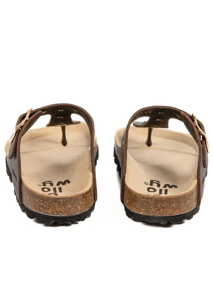 Leder-Zehentrenner in Braun