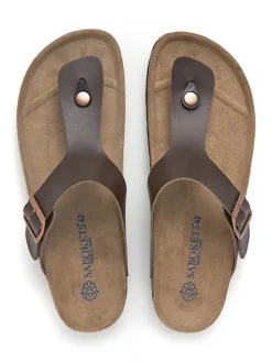 Leder-Zehentrenner in Braun