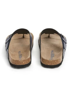 Leder-Zehentrenner in Dunkelblau