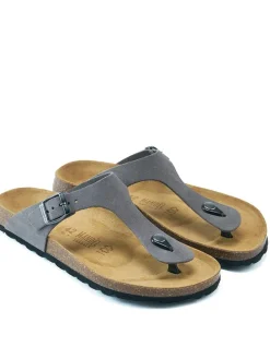 Leder-Zehentrenner in Grau