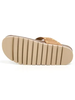 Leder-Zehentrenner in Hellbraun