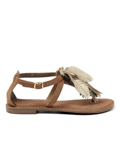 Leder-Zehentrenner in Hellbraun