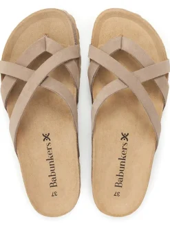 Leder-Zehentrenner in Hellbraun