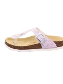 Leder-Zehentrenner in Lila/ Silber