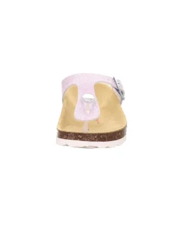 Leder-Zehentrenner in Lila/ Silber