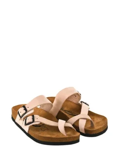 Leder-Zehentrenner in Rosa