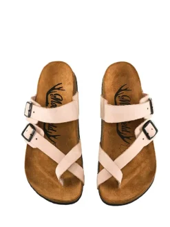 Leder-Zehentrenner in Rosa