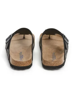 Leder-Zehentrenner in Schwarz