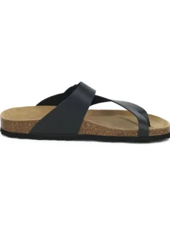 Leder-Zehentrenner in Schwarz