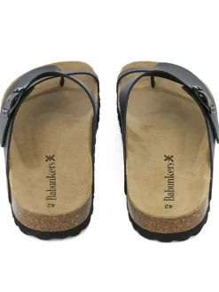 Leder-Zehentrenner in Schwarz