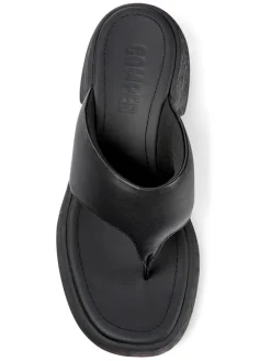 Leder-Zehentrenner in Schwarz