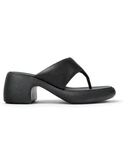 Leder-Zehentrenner in Schwarz