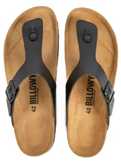 Leder-Zehentrenner in Schwarz