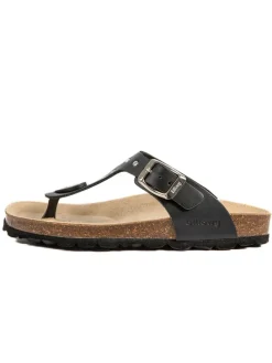 Leder-Zehentrenner in Schwarz