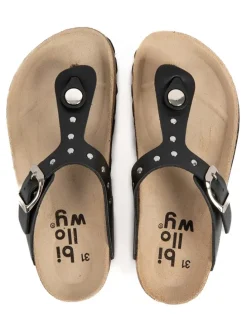 Leder-Zehentrenner in Schwarz