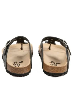 Leder-Zehentrenner in Schwarz