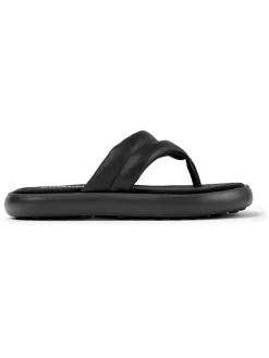 Leder-Zehentrenner in Schwarz