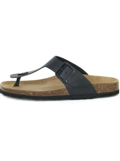 Leder-Zehentrenner in Schwarz