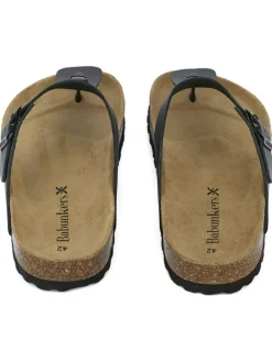 Leder-Zehentrenner in Schwarz