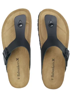 Leder-Zehentrenner in Schwarz