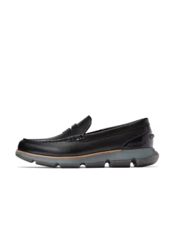 Loafer 4.ZEROGRAND PENNY LOAFERS in BLACK GRAY PINSTRIPE BLACK