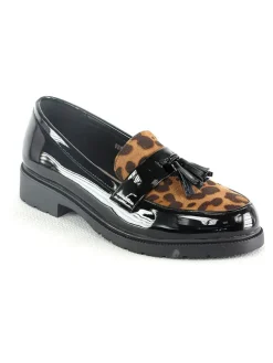 Mokassins in Schwarz/ Hellbraun