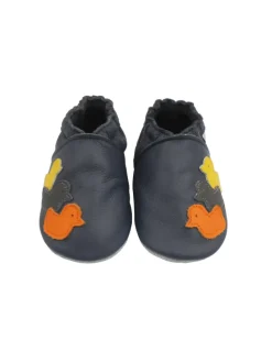 Nachtblaue Baby-Leder-Laufschuhe, mit rutschfester Sohle - Entenmuster
