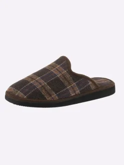 Pantoffel in braun-kariert