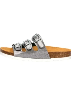 Pantolette "Bioline Kids Glitter" in Silberfarben