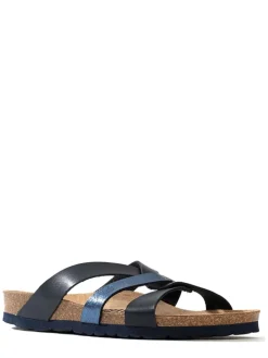 Pantoletten "Albury" in Schwarz/ Blau