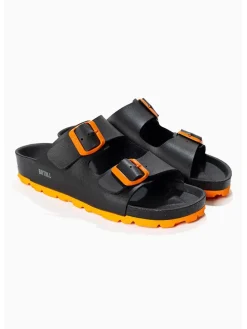 Pantoletten "Atlas" in Schwarz/ Orange