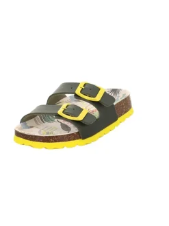 Pantoletten "Fussbettpantoffel" in Grün/ Gelb