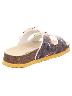 Pantoletten in Anthrazit/ Orange